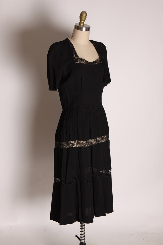 Late 1930s Early 1940s Black Sheer Lace Panel Sho… - image 6