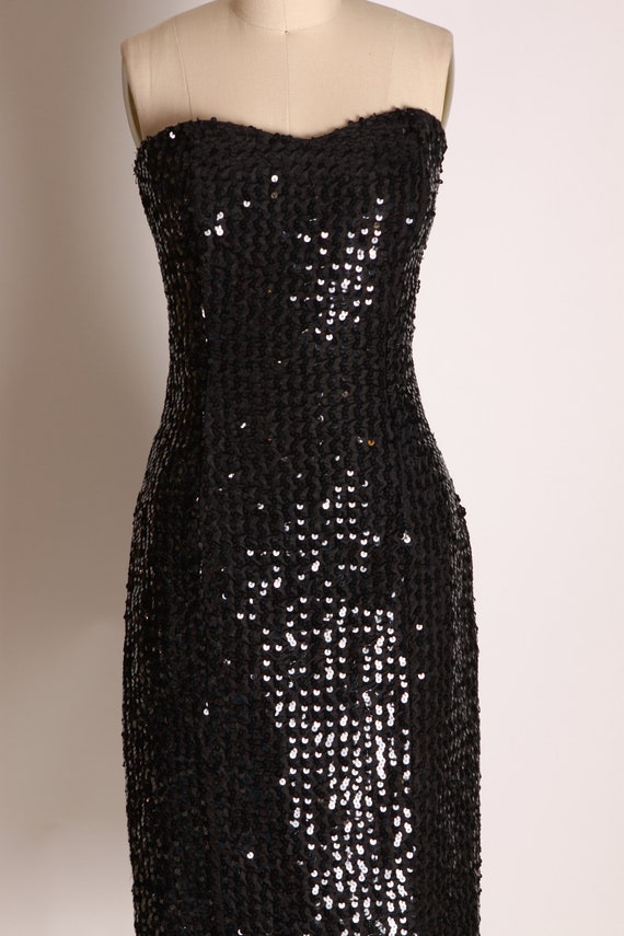 Late 1970s Early 1980s Black Sequin Strapless For… - image 4