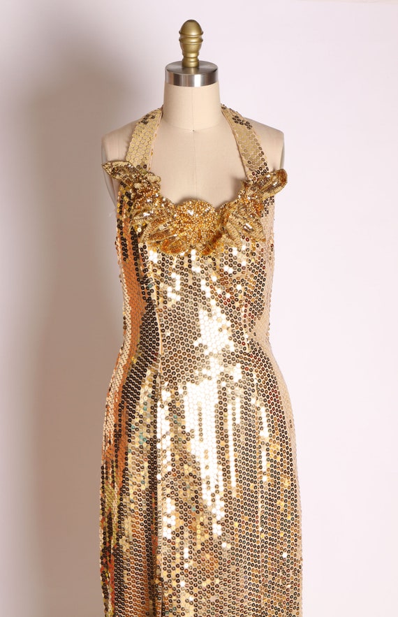 gold sequin halter top