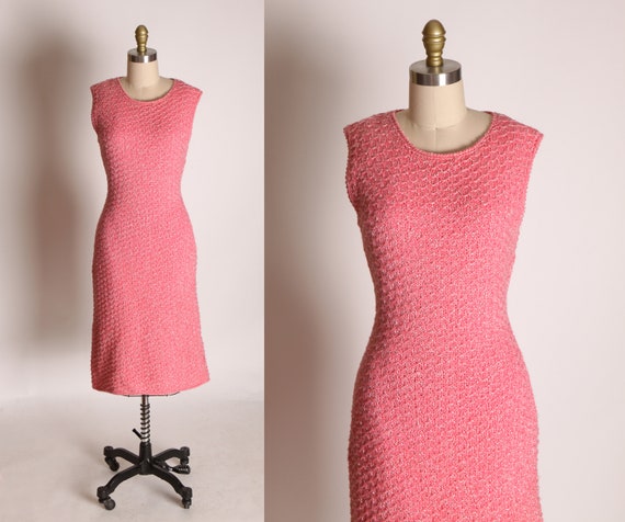 Early 1960s Bright Pink Silver Lurex Sleeveless K… - image 2