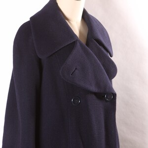 1960s Navy Blue Long Sleeve Button Up Pea Coat by Traina-Norell XL image 7