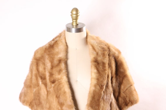 1950s Honey Tan Brown Mink Fur Shawl Shoulder Wrap - image 3