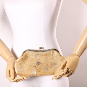 1950s Cream and Tan Atomic Plastic Clutch Purse