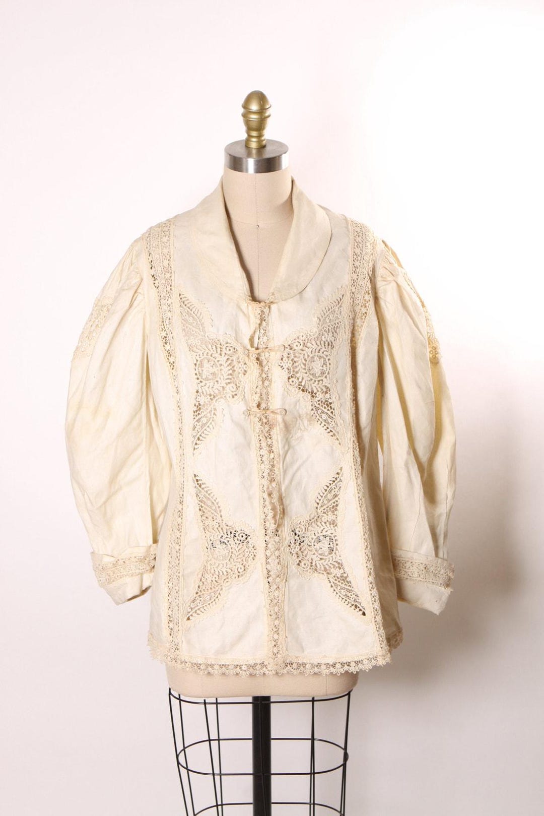 Antique Irish Lace Jacket - Victorian Edwardian Cream Button Front ...