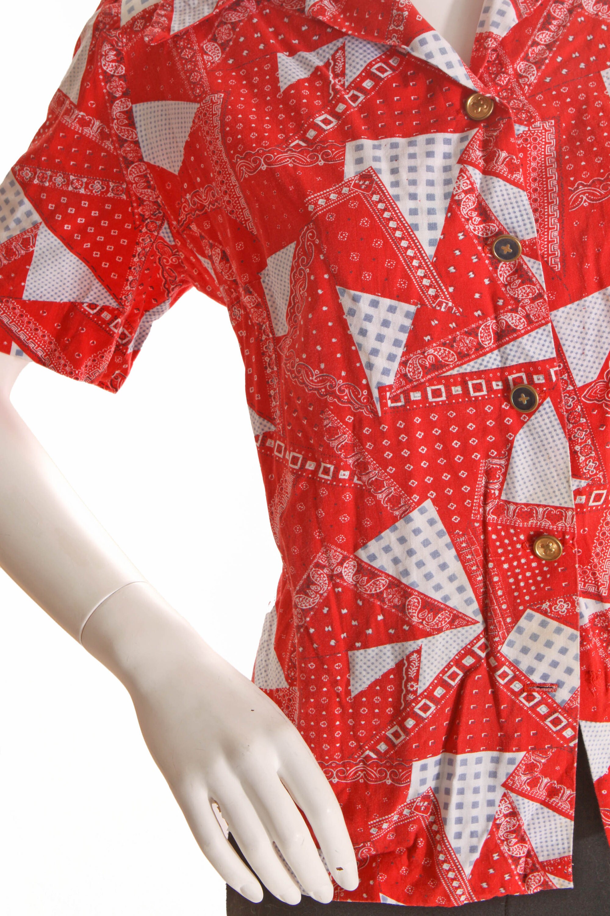 patchwork button up shirt