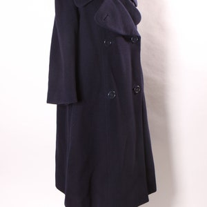 1960s Navy Blue Long Sleeve Button Up Pea Coat by Traina-Norell XL image 6