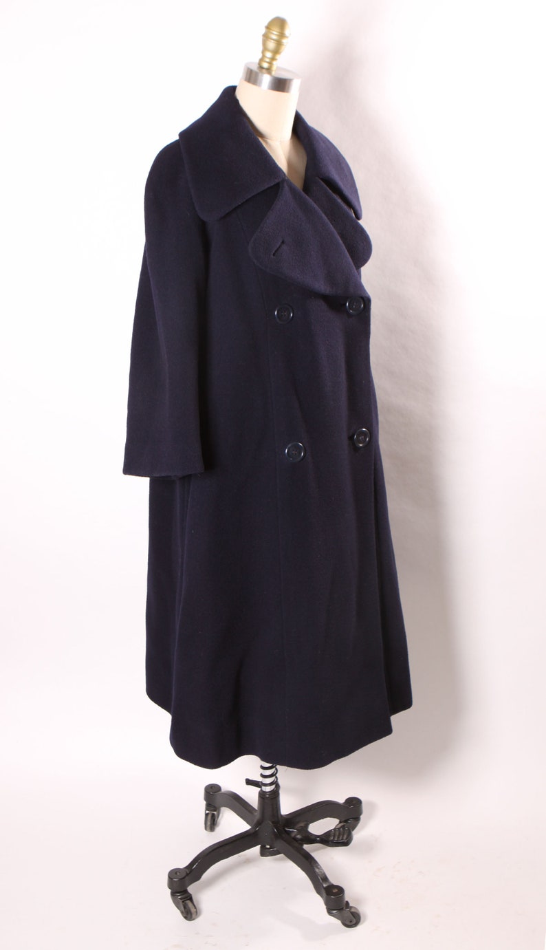 1960s Navy Blue Long Sleeve Button Up Pea Coat by Traina-Norell XL image 6