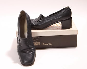 1960s High Heels mit schwarzem Knopf - Amalji von Rangoui, Größe 75
