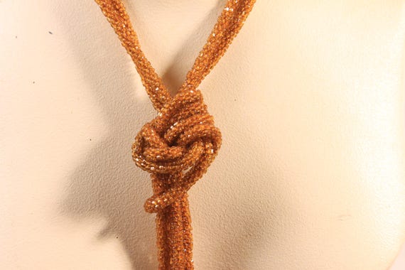 1920s Brown Beaded Pullover Flapper Necklace - image 4