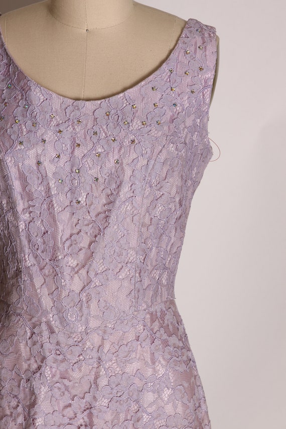 1950s Light Purple Lace Sleeveless Full Length Fl… - image 4