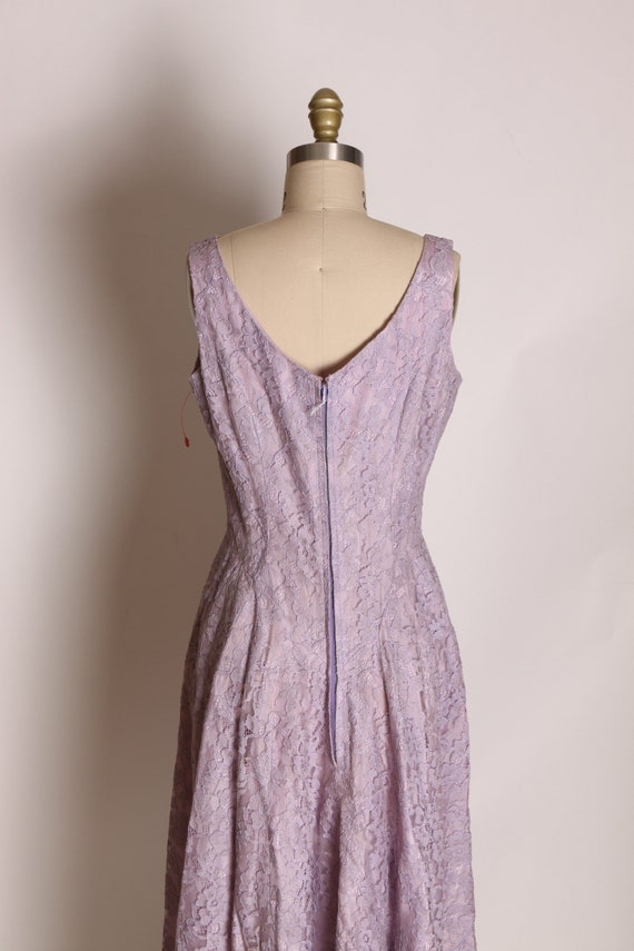 1950s Light Purple Lace Sleeveless Full Length Fl… - image 8