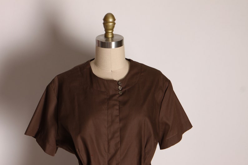 1950s Chocolate Brown Short Sleeve Button Up Shirtdress Plus Size Volup Dress by Georgia Griffin Fashions 2XL image 4