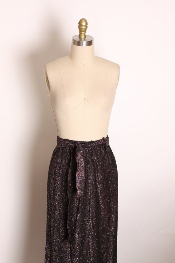 1960s 1970s Black and Rainbow Metallic Lurex Ankl… - image 3