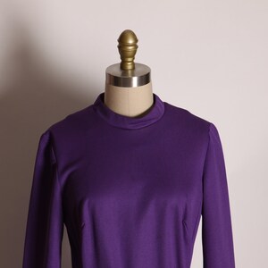 1970s Purple Long Sleeve Ruffle Hem Full Length Rhinestone Belted Dress by Edith Flagg M image 3