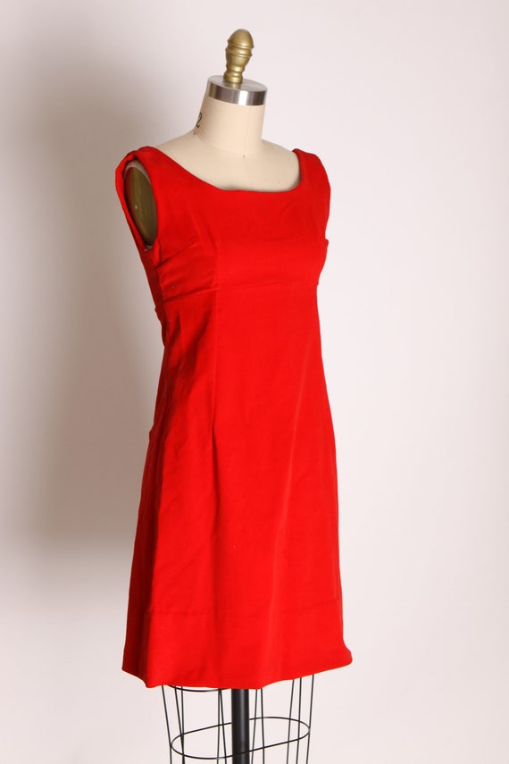 Early 1960s Red Velvet Sleeveless Mini Dress -XXS - image 6