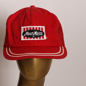 1970s Red and White MoorMans Mesh Snap Back Trucker Hat Ball Cap image 2