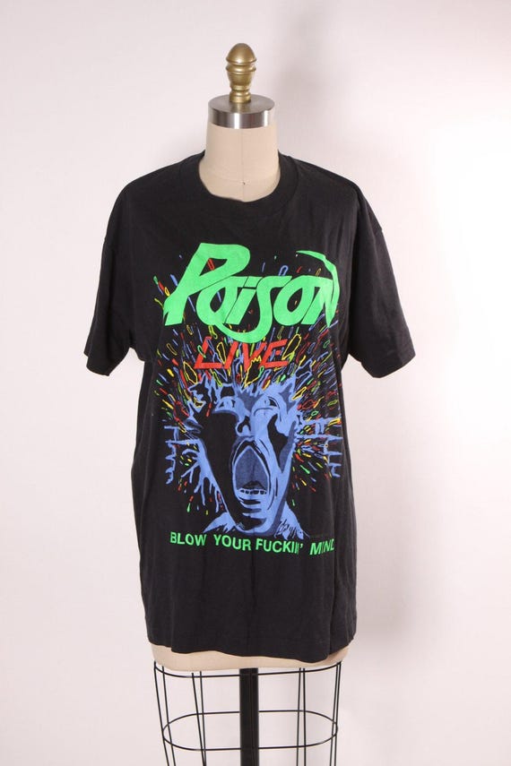 1980s 1988 Black Short Sleeve Single Stitch Poison Live Concert
