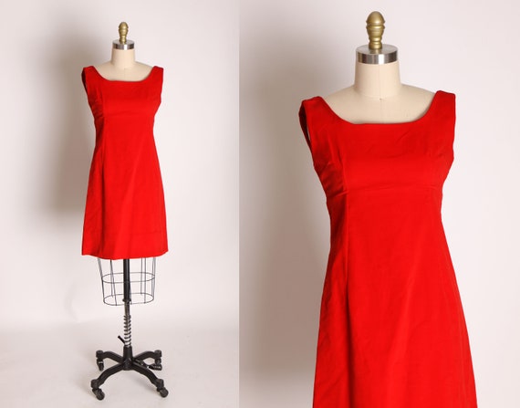 Early 1960s Red Velvet Sleeveless Mini Dress -XXS - image 1