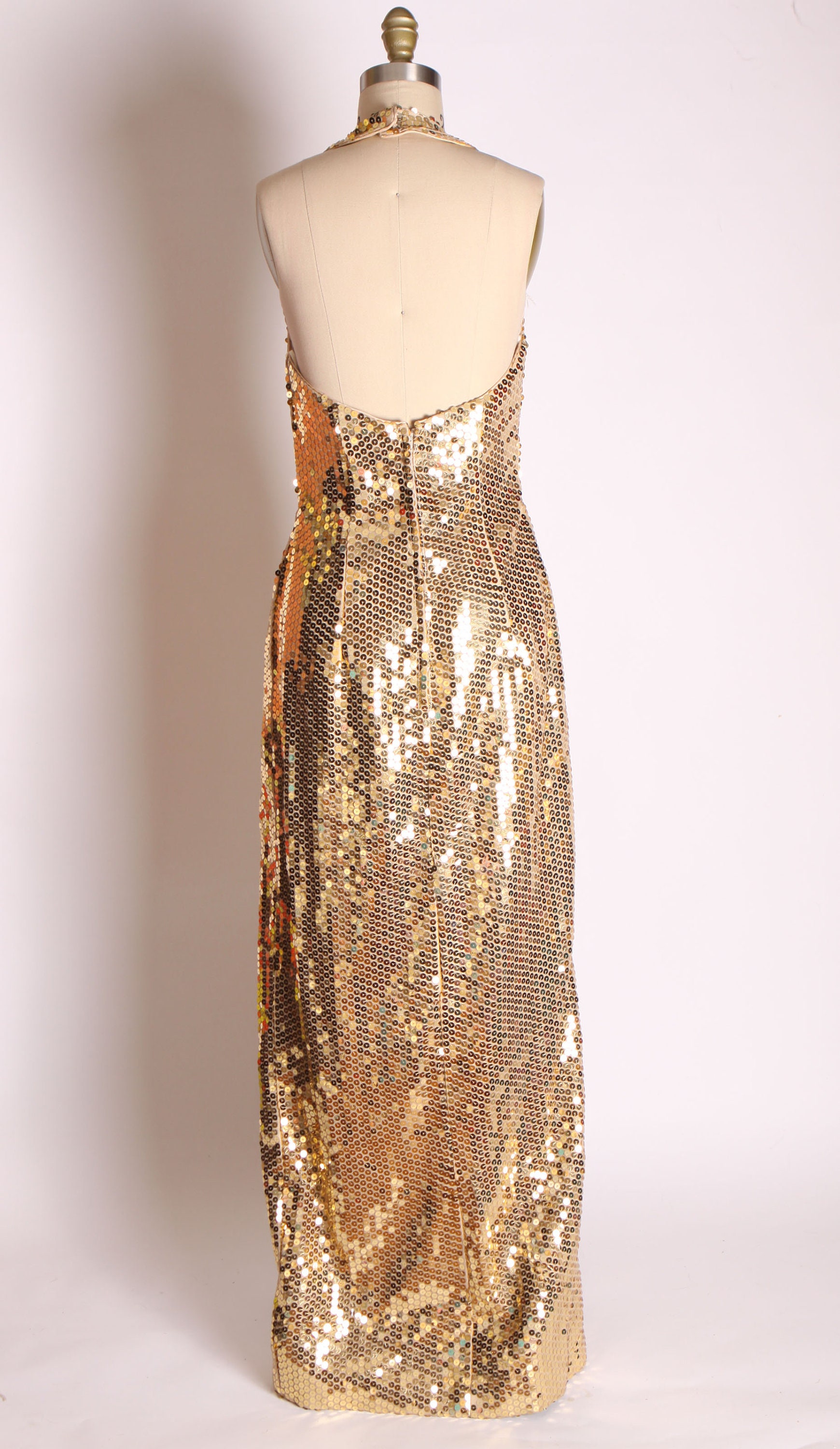 gold sequin halter