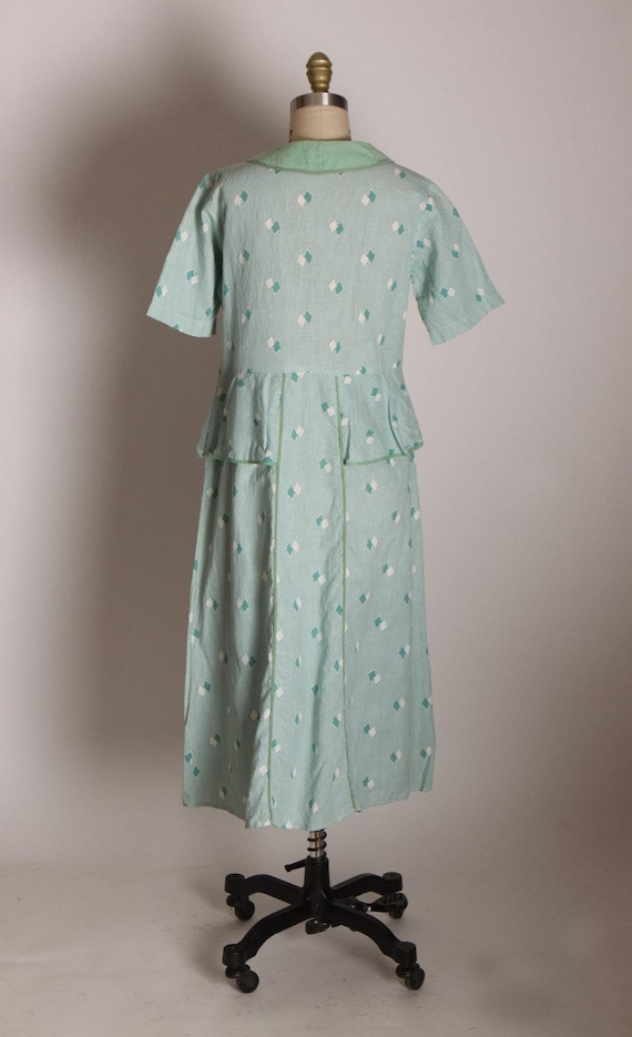 1930s Feedsack Dress - Mint Green Diamond Print, … - image 8