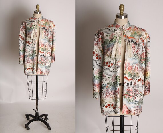 1950s Silver, Red, Blue and Green Scenic Chinese S