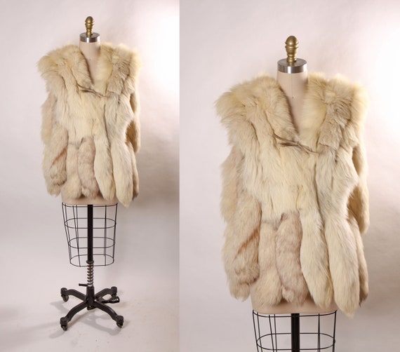 1970s Mod Silver Fox Tail Leather Straps Open Side Fur Vest by Jacques Saint Laurent -M