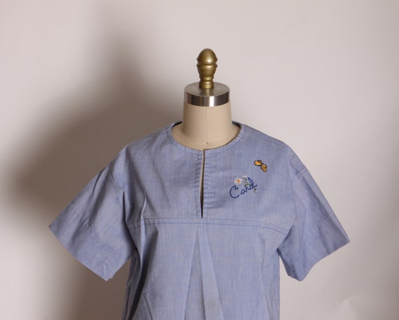 1970s Chambray Denim Look Short Sleeve Pullover C… - image 3