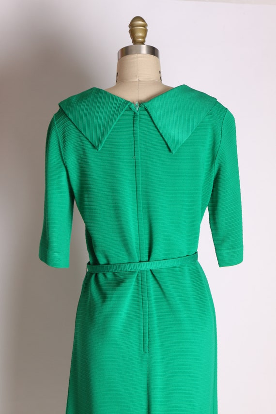 1960s Green Short Sleeve Collared Bodice Belted W… - image 7