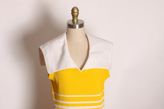 1970s Yellow and White Striped Sleeveless Sailor … - image 3