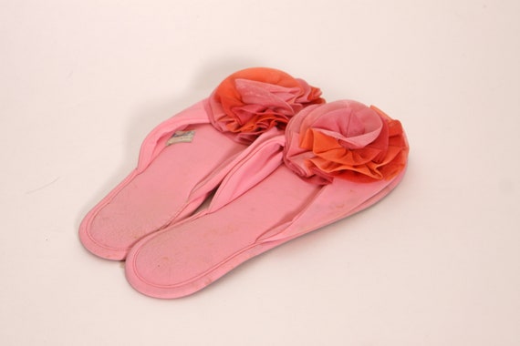 1950s Pink and Orange Puff Slip On Slippers by Ma… - image 5