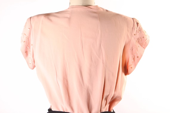 1940s Pink and Black Sequin Detail Short Sleeve D… - image 10