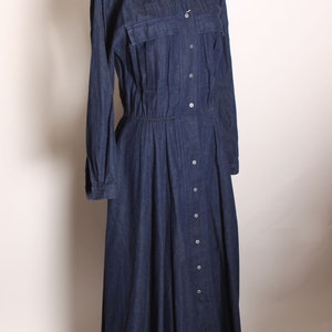 1980s Blue Denim Button Up Fit and Flare Long Sleeve Dress by Andrew Harvey L image 5