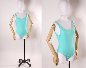 1980s 1990s Turquoise Blue One Piece Swimsuit by Quality Fashions -L