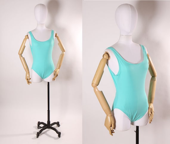 1980s 1990s Turquoise Blue One Piece Swimsuit by … - image 1