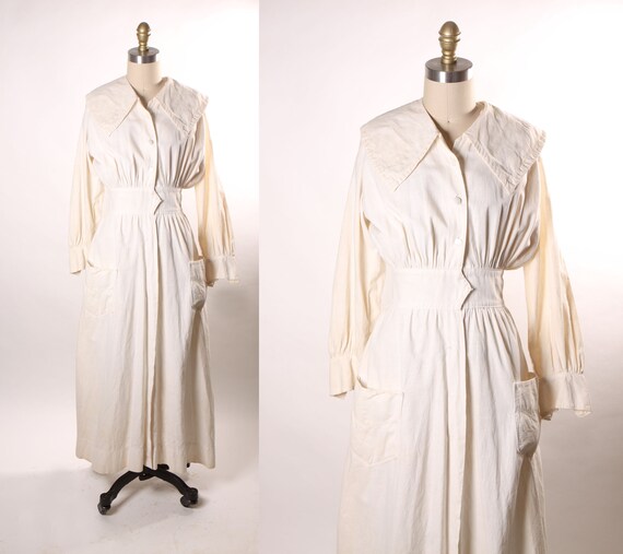 1836 White Long Sleeve Shirt Dress