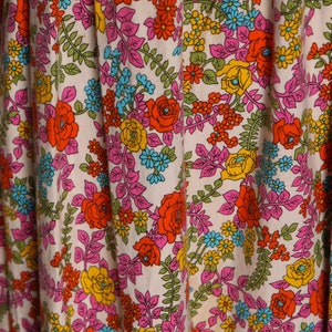 1970s Pink, Red and Blue Floral Flower Power 3/4 Length Sleeve Prairie Cottagecore Dress M image 5