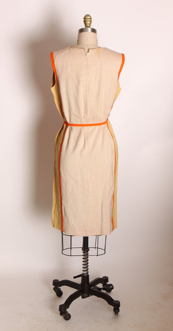 1960s Tan, Yellow and Orange Sleeveless Side Stri… - image 8