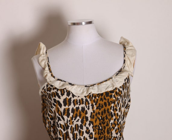 1950s Brown, Cream and Black Tiki Jungle Leopard … - image 3