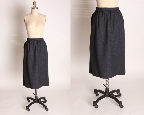 1960s Dark Gray Wool Pencil Skirt by Pendleton -S