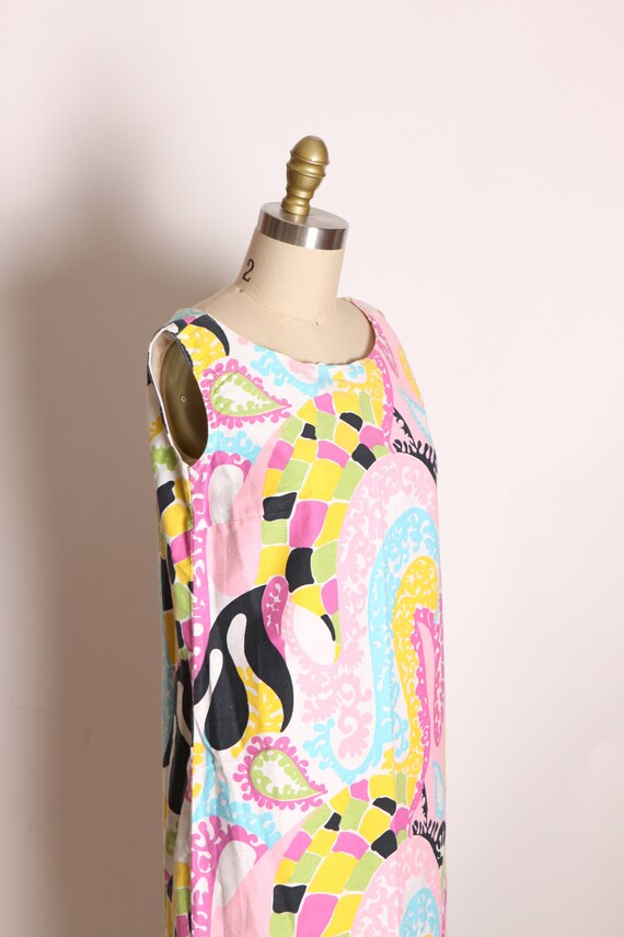 1960s Multi-Colored Sleeveless Pink, Green, Black… - image 7