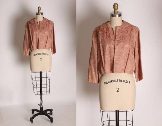 1940s Dusty Rose Pink Lace Floral Detailed Open Fr