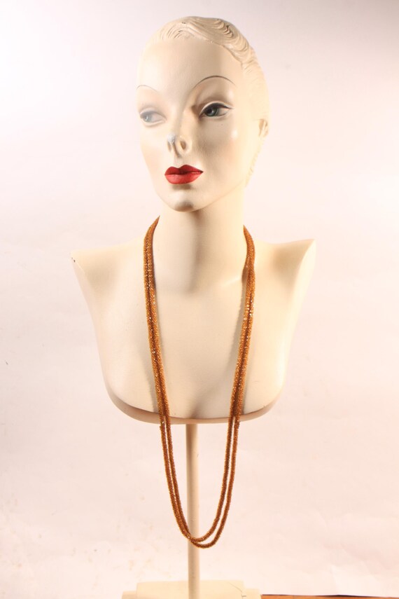 1920s Brown Beaded Pullover Flapper Necklace - image 9