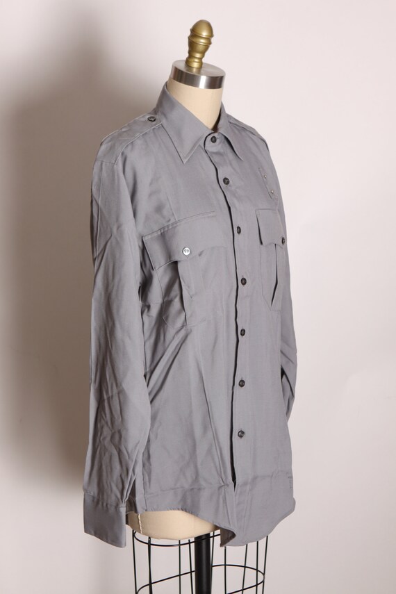 Deadstock 1970s Gray Long Sleeve Button Down Unif… - image 5