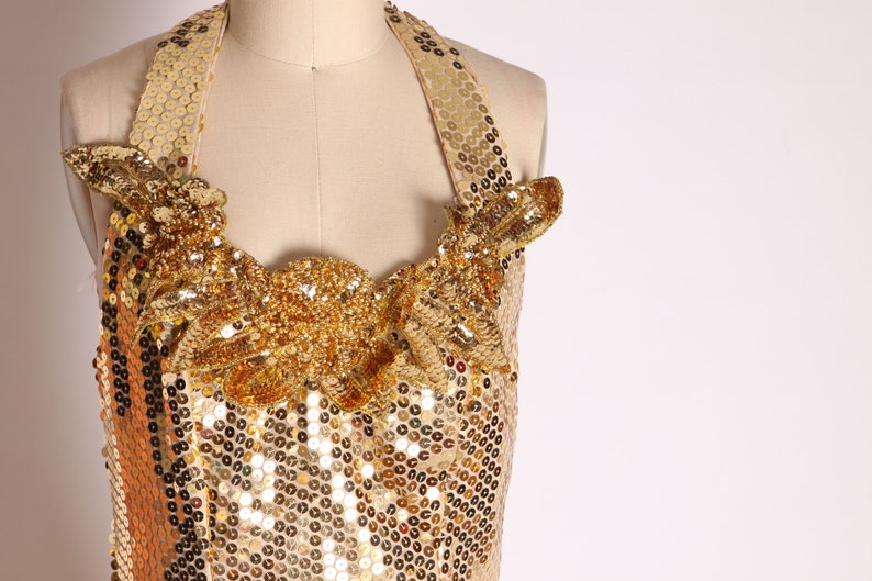 gold sequin halter