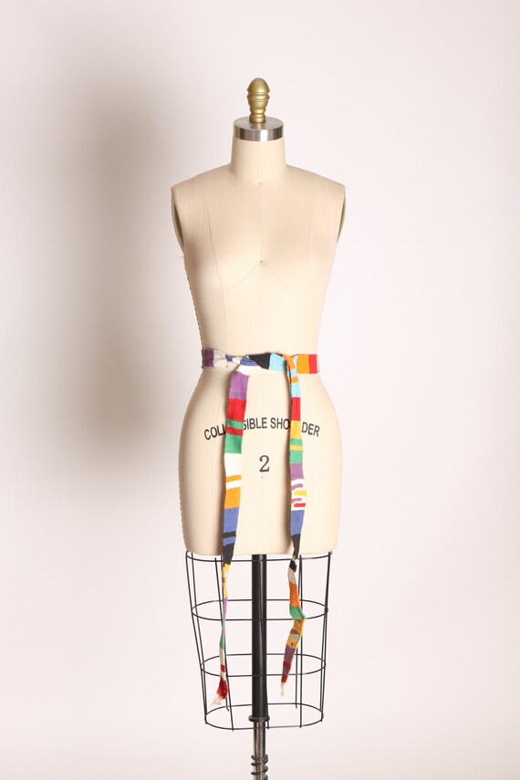 1970s Multi-Colored Woven Hippie Tie Belt