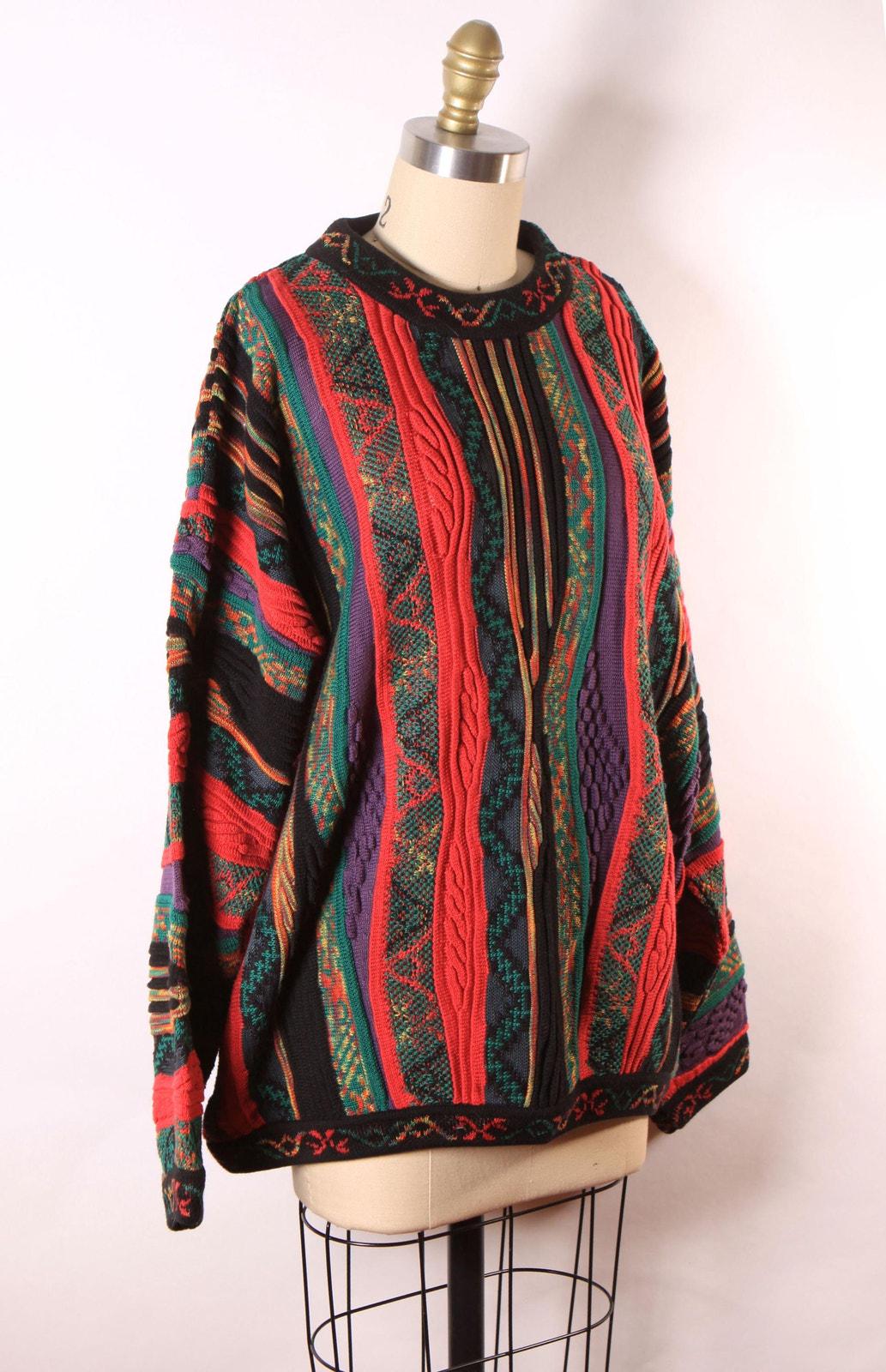 Vintage 80s Coogi Style Abstract Knit Sweater - XL - Etsy