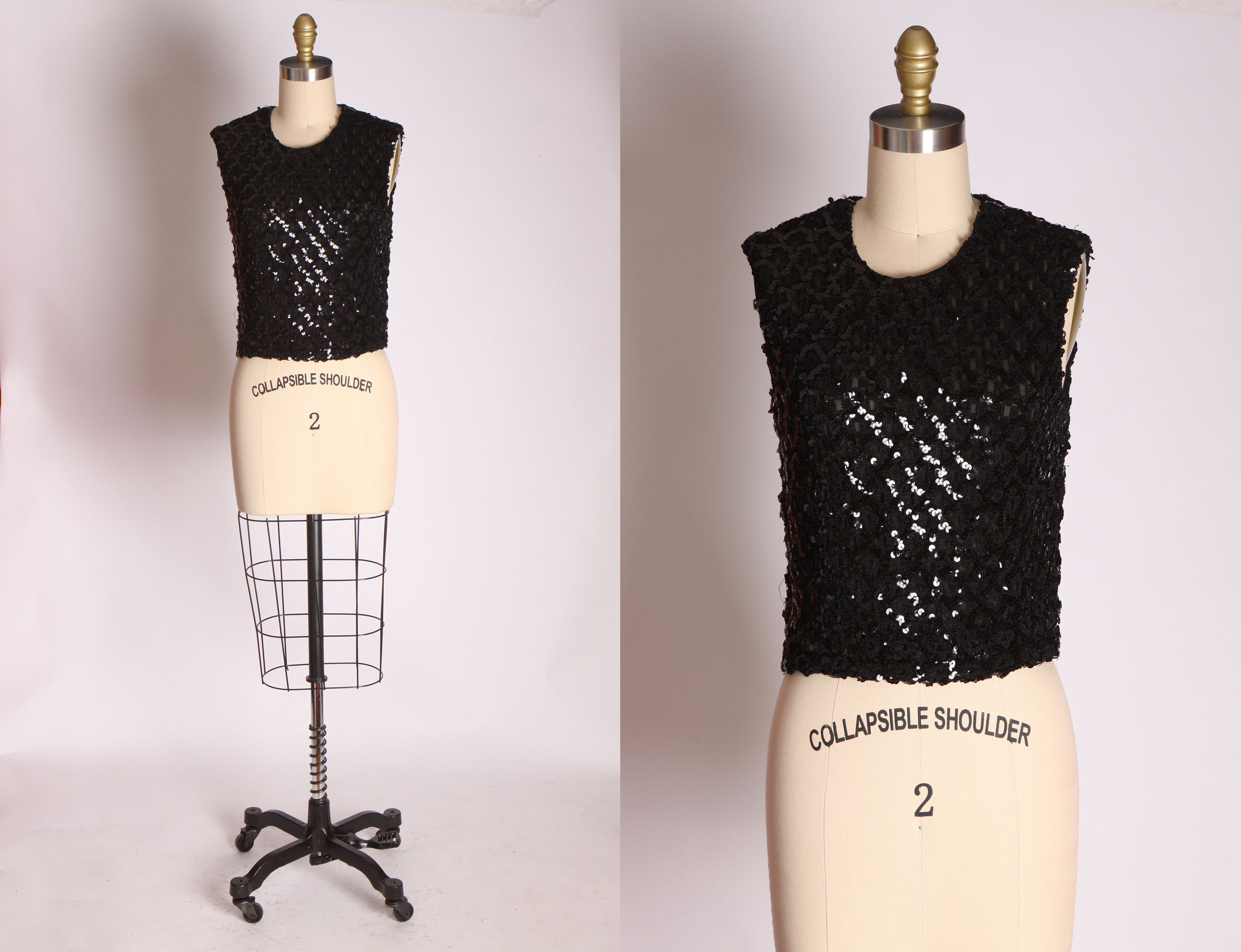 black sequin sleeveless blouse