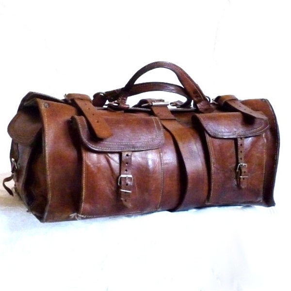 70s Leather Travel Bag / Duffle bag / Weekend  / Gym