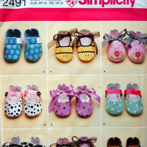 Baby Shoes Simplicity 2491 Uncut Sewing Pattern 2009