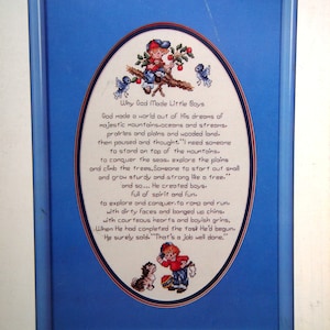 Warum Gott kleine Jungen machte By Stoney Creek Vintage Zählmuster Stickmuster Faltblatt 1987